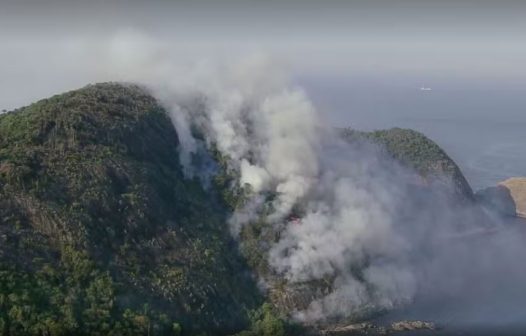 Bombeiros combatem incêndio no Morro das Andorinhas em Niterói